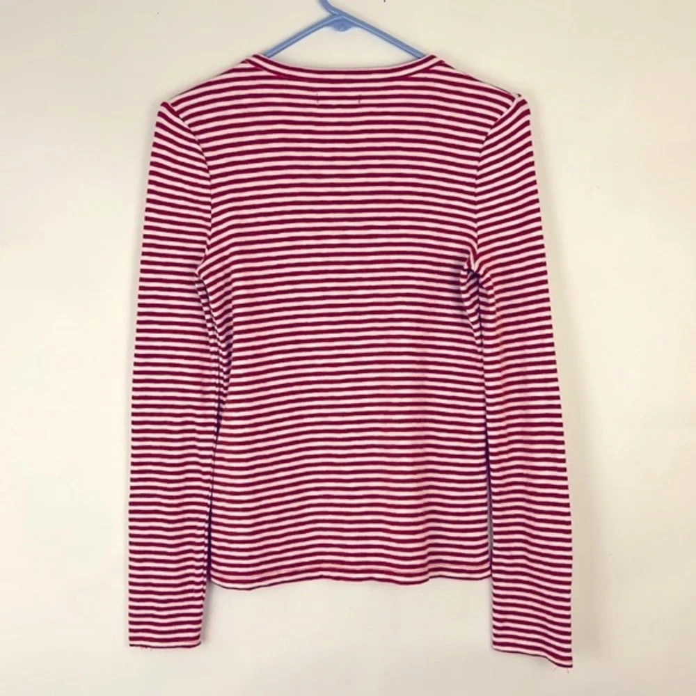 MADEWELL Long sleeve striped crew neck Maple Glow Baguette button cuffs S - Picture 2 of 9